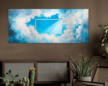 Hemelse lichtstralen tussen wolken van Poster Art Shop