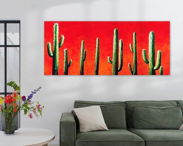 Paysage de cactus au coucher du soleil sur Poster Art Shop