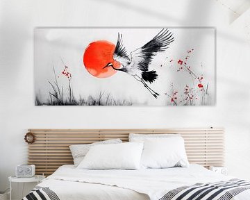 Crane in the sunset - Minimalistic by Poster Art Shop