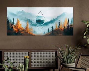 Mystical mountain landscape with sphere by Poster Art Shop