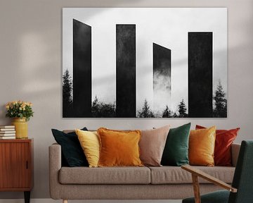 Des colonnes mystérieuses dans le brouillard sur Poster Art Shop