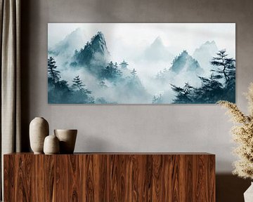 Mistig berglandschap - mystiek en rustig van Poster Art Shop