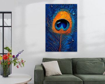Peacock feather in focus - Colourful by Poster Art Shop