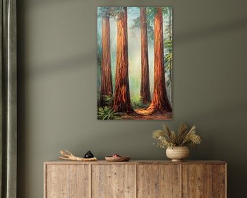 Giant sequoias in the fog by Poster Art Shop