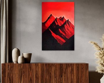 Rote Berglandschaft – Dramatisch und Ausdrucksstark von Poster Art Shop