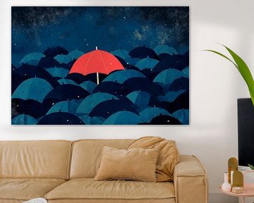 Red hug in the rain shower by Poster Art Shop