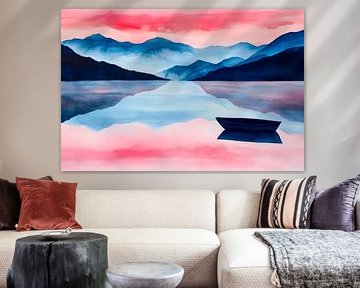 Tranquil lake with mountain landscape by Poster Art Shop