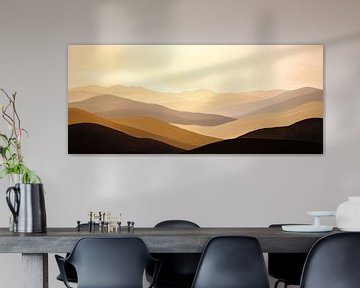 Glooiende heuvels in het ochtendlicht van Poster Art Shop