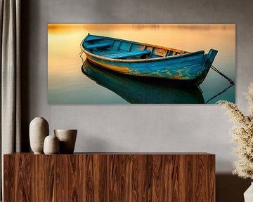 Abandoned wooden boat in the sunlight by Poster Art Shop