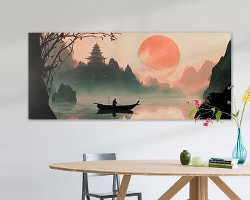 Gesluierd landschap in het avondlicht van Poster Art Shop