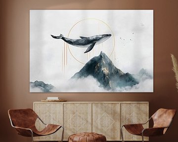 Walsilhouette über Berggipfel von Poster Art Shop