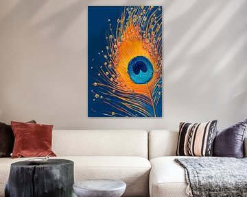 Peacock feather with water droplets by Poster Art Shop