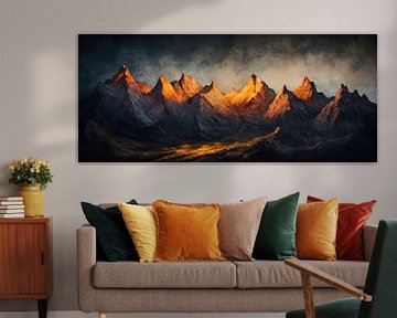 Mountain landscape in the evening light by Poster Art Shop