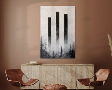 Des colonnes sombres dans le brouillard sur Poster Art Shop