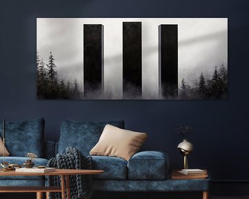 Des colonnes sombres dans le brouillard sur Poster Art Shop
