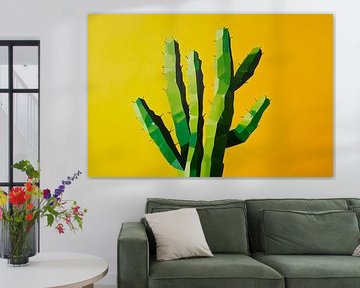 Cactus géométrique avec fond jaune sur Poster Art Shop