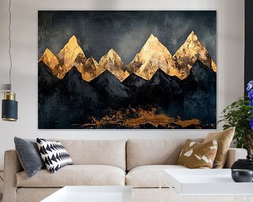 Gouden berglandschap - Kunstmatig verlicht van Poster Art Shop