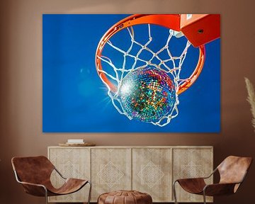 Glittering ball in the basketball hoop by Poster Art Shop