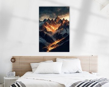 Glowing mountain landscape at dusk by Poster Art Shop