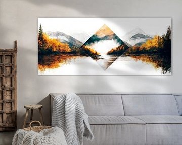 Herfstig berglandschap met reflectie van Poster Art Shop