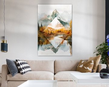 Autumnal mountain landscape with reflection by Poster Art Shop