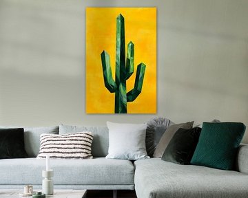 Kaktus auf Gelb – Geometrisch Modern von Poster Art Shop