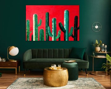 Kaktuslandschaft in kräftigen Farben von Poster Art Shop