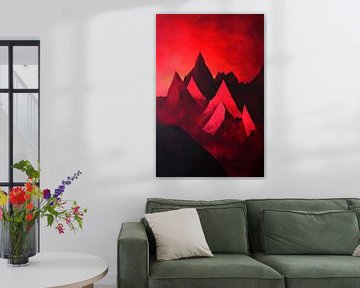 Rote Berglandschaft – Abstracte Kunst von Poster Art Shop
