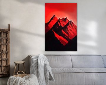 Rote Berglandschaft – Dramatisch und Ausdrucksstark von Poster Art Shop