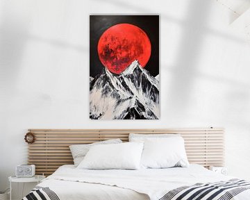 Rood maanlandschap met bergen van Poster Art Shop