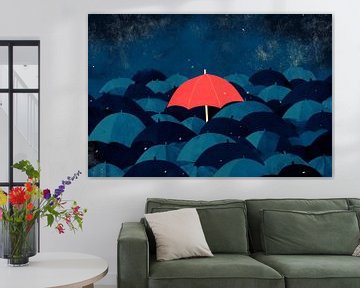 Red hug in the rain shower by Poster Art Shop