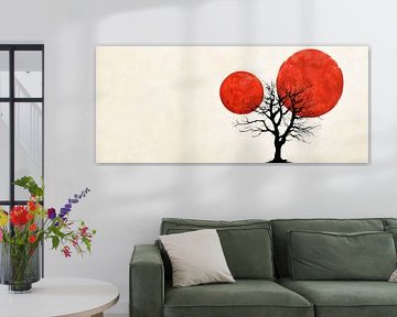Roter Mond und Baum – moderne Kunst von Poster Art Shop