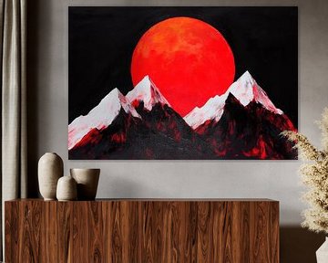Rode zonsondergang boven Bergen van Poster Art Shop