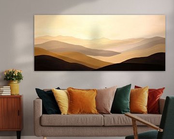 Glooiende heuvels in het ochtendlicht van Poster Art Shop
