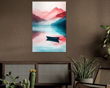 Calm lake at sunset by Poster Art Shop
