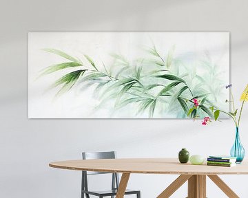 Sanftes Bambusgrün auf Weiß von Poster Art Shop