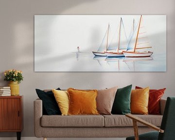 Zeilboten op het rustige water van Poster Art Shop