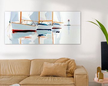Zeilboten in de haven - Stille overpeinzingen van Poster Art Shop
