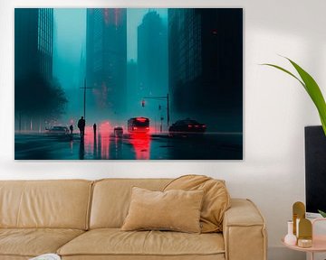 Urban fog scene at night by Poster Art Shop
