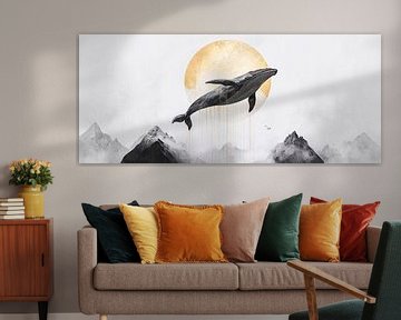 Springender Wal im Mondlicht von Poster Art Shop