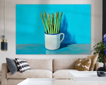 Asparagus in a white cup - Colourful by Poster Art Shop
