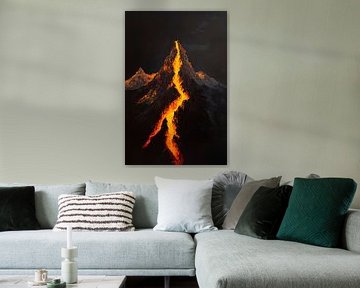 Vulkan in Eruption – Feurige Landschaft von Poster Art Shop