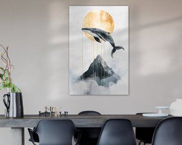 Wal über Berggipfel – Traumhaft und klar von Poster Art Shop
