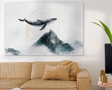 Walsilhouette über Berggipfel von Poster Art Shop