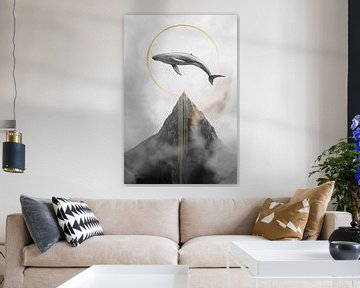 Walfisch über Bergen – Surrealistisch von Poster Art Shop