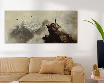 Berglandschap Schilderij | Ethereal Peaks van Abstract Schilderij