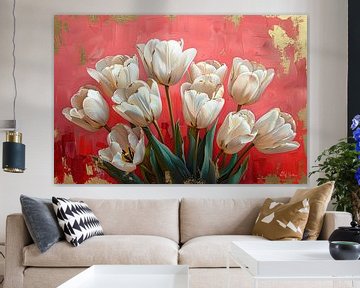 Witte Tulpen | Red Elegance Gold van I ❤ Bloemen