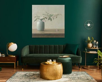 Bloesemvaas | Soft Blooms on Wooden Peace van Kunst Kriebels