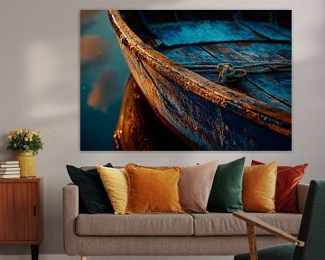 Oude houten boot close-up van Poster Art Shop