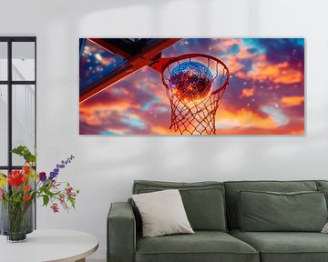 Basketball hoop in the evening light by Poster Art Shop